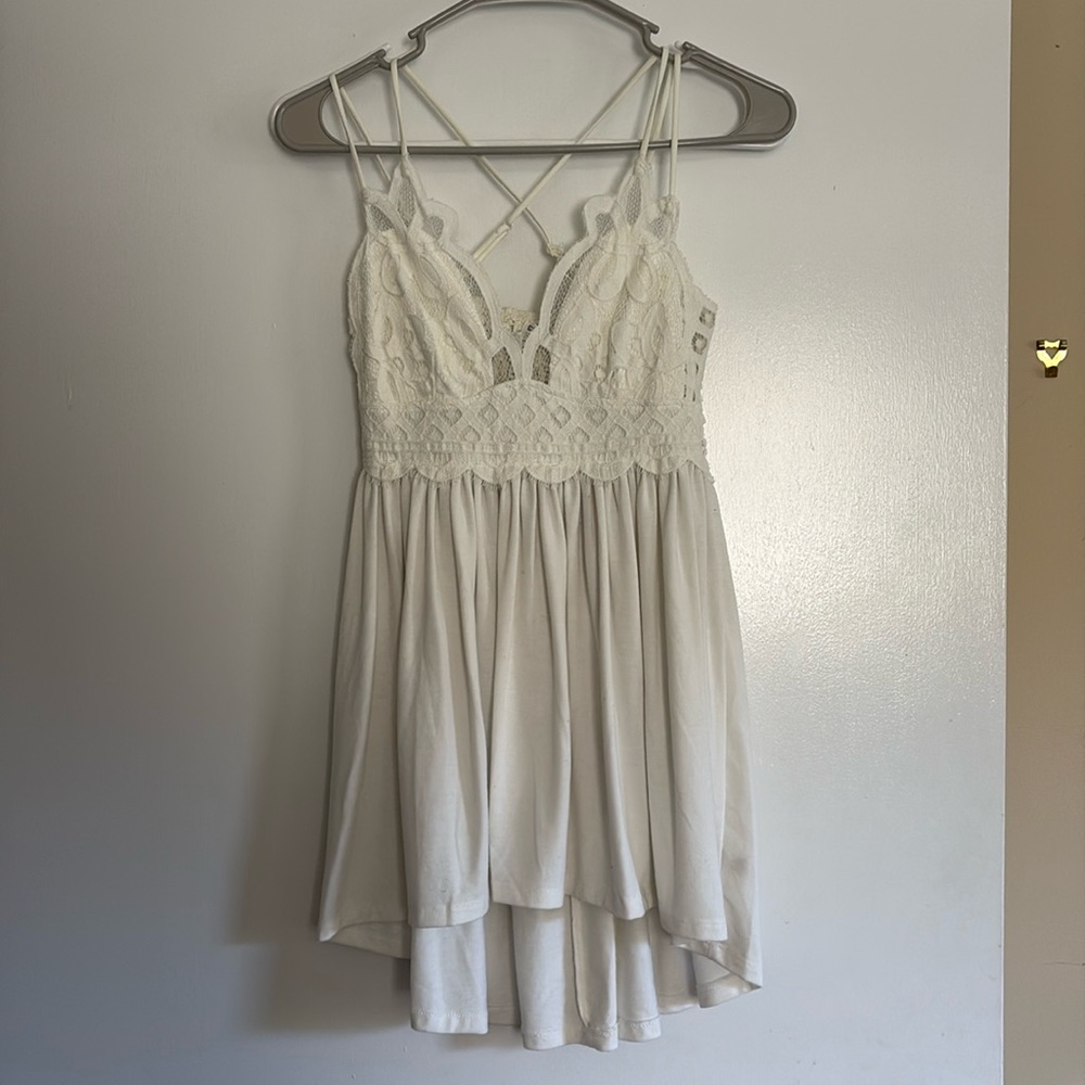 Boho spaghetti strap lace front high low tank